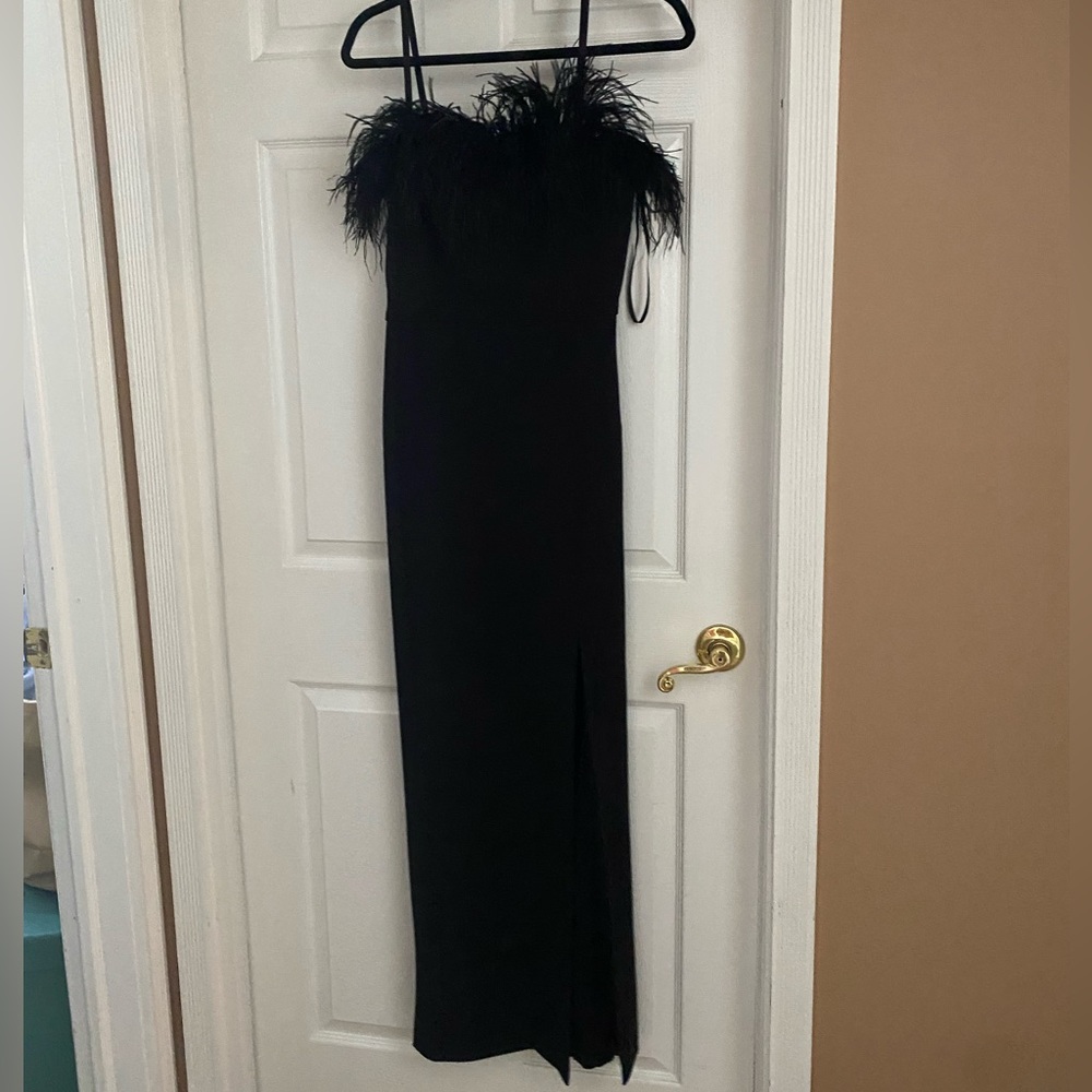 Black Aqua Brand Formal Gown Size 8 worn once for wedding no perfume,smoke,pets